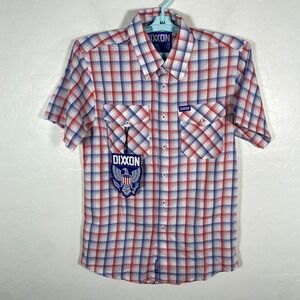 Dixxon Shirt Mens XS White Red Blue The Amendment Button Up Bamboo Blend